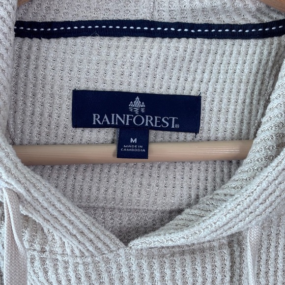 Rainforest Cabin Oatmeal Cream Waffle Knit Pullover Hoodie Men’s Size Medium - Picture 5 of 9